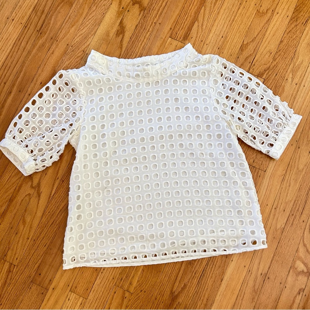 Anthropologie White Eyelet Cotton Top
